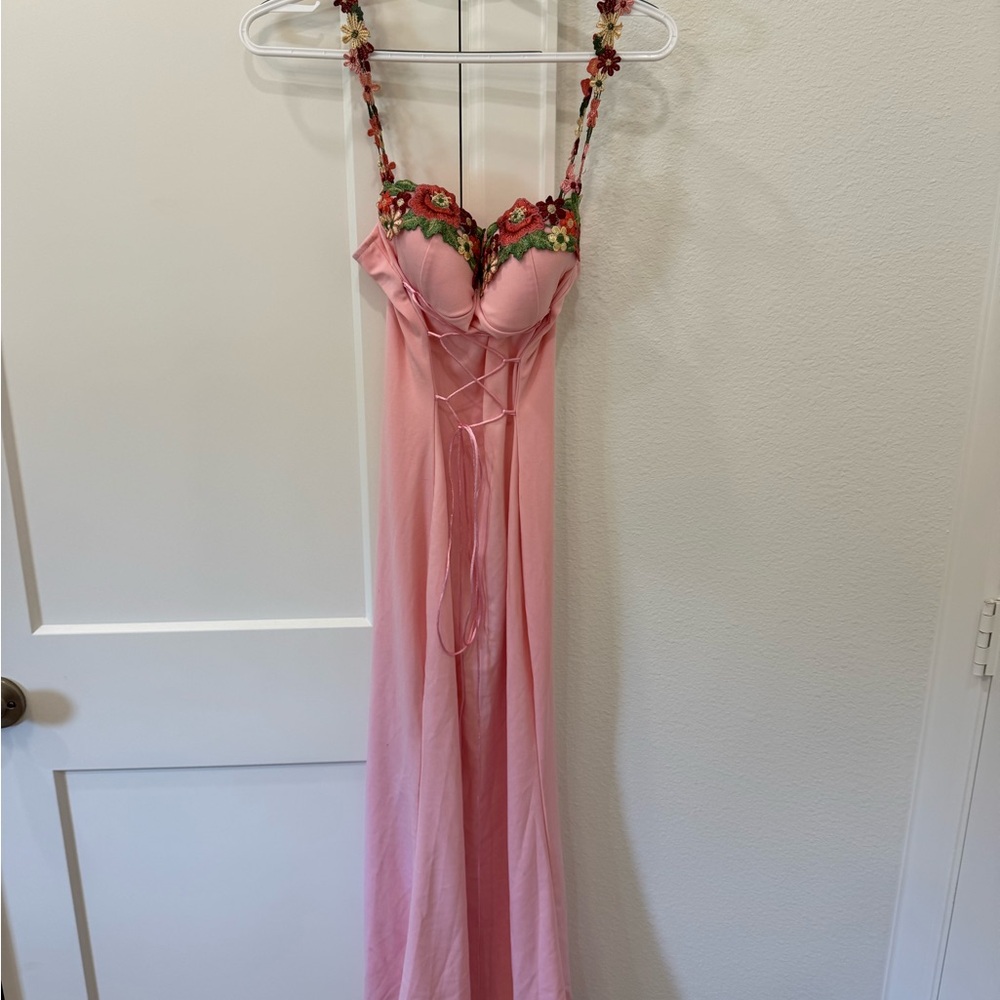 Pink Floral Embellished Gown